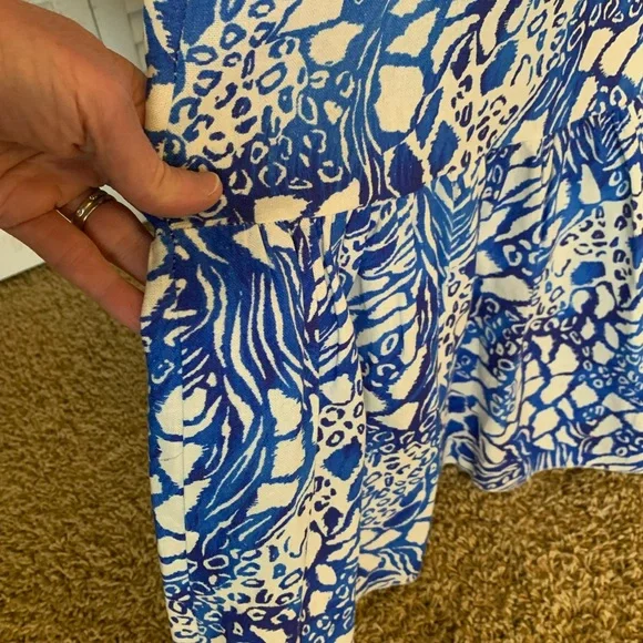 Claudia Collezioni Blue & White Floral Linen Blend Maxi Dress Size S - Picture 6 of 8